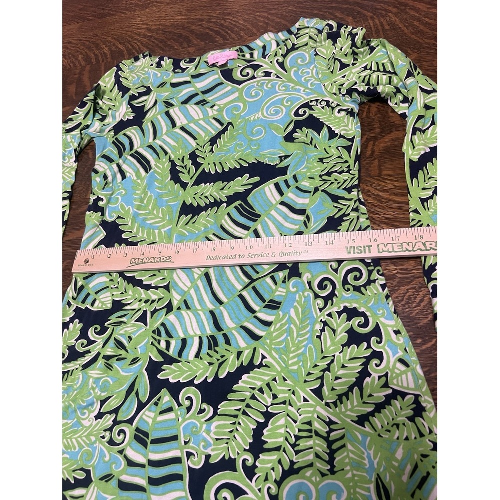 Lilly Pulitzer Ritchie Dress Womens Small Blue Green Tropical Fern Silk Blend - Picture 10 of 12